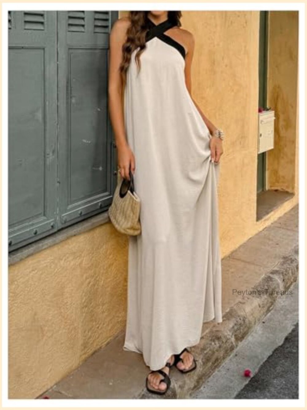 Women's Criss Cross Sleeveless Flowy Maxi Dress Beach Vacation - Picture 4 of 5